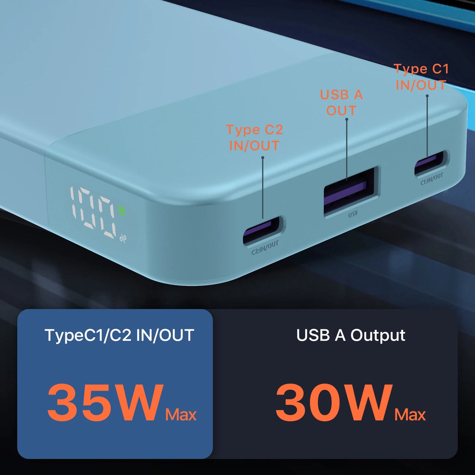 Factory Direct 35W High-Capacity Waterproof Power Bank Type-C Input 10000mAh Fast Charging for iPhone and Android
